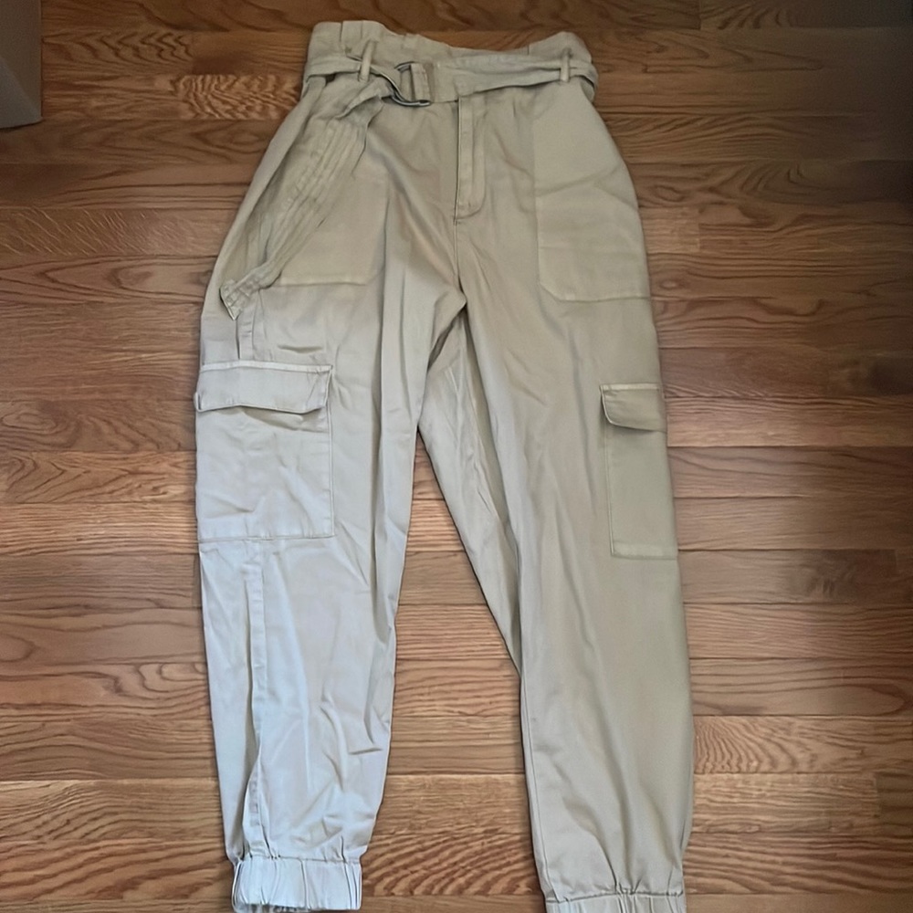 Tan Cargo Paperbag Pants